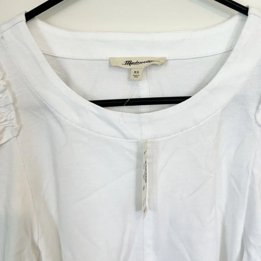 NWT Madewell White Puff-Sleeve Tee - Size: Extra Small